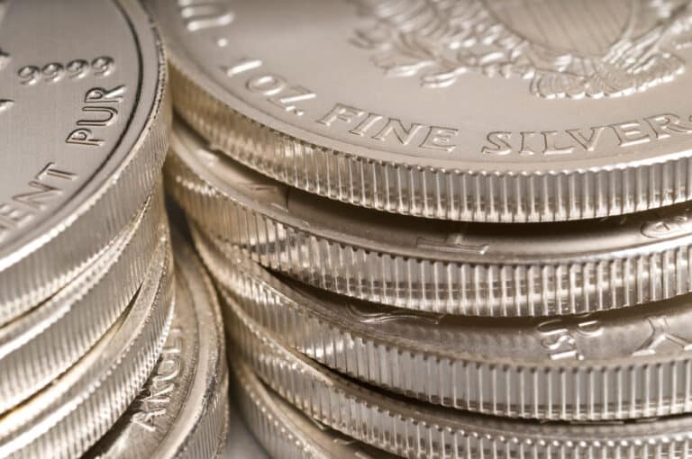 Close Up Shot Silver Coins