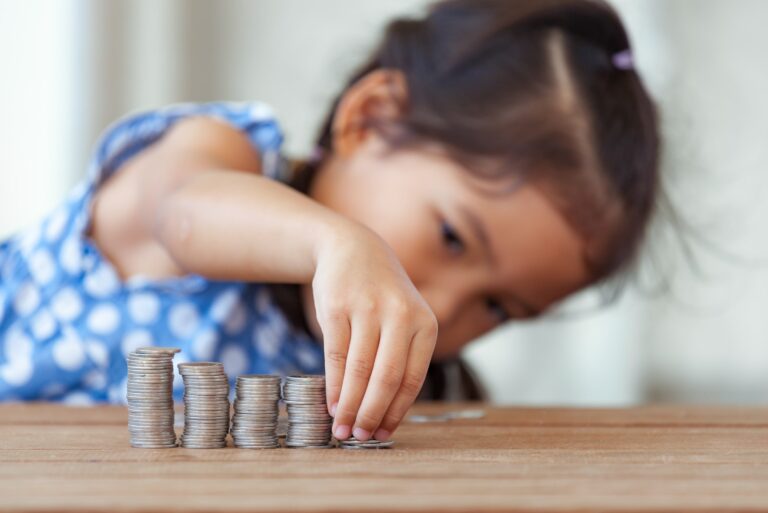 Girl Toddler Counting Stacking Coins