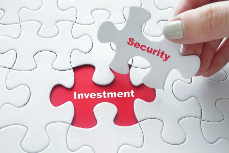 Security Investment Puzzle Piece Red White