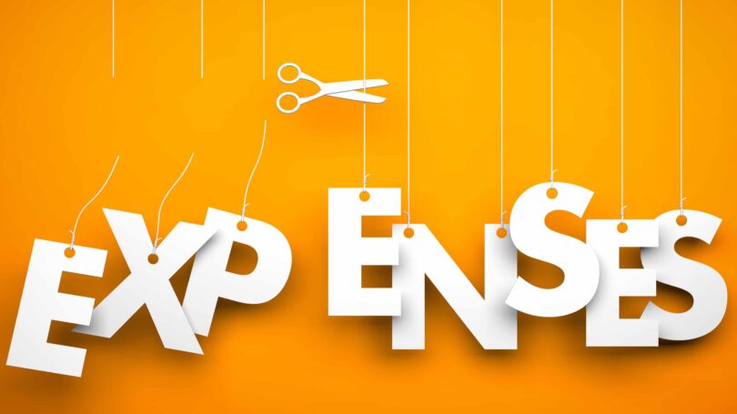 Cut Expenses Orange Scissor Letters