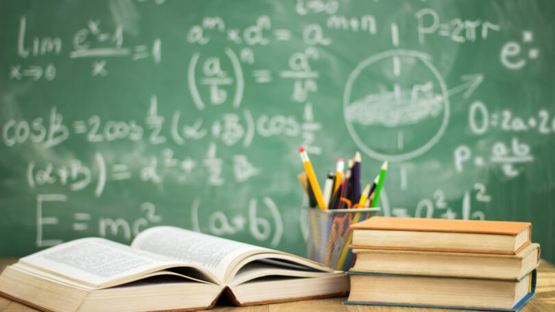 Classroom Textbooks Pens Pencil Algebra Physics Formulas