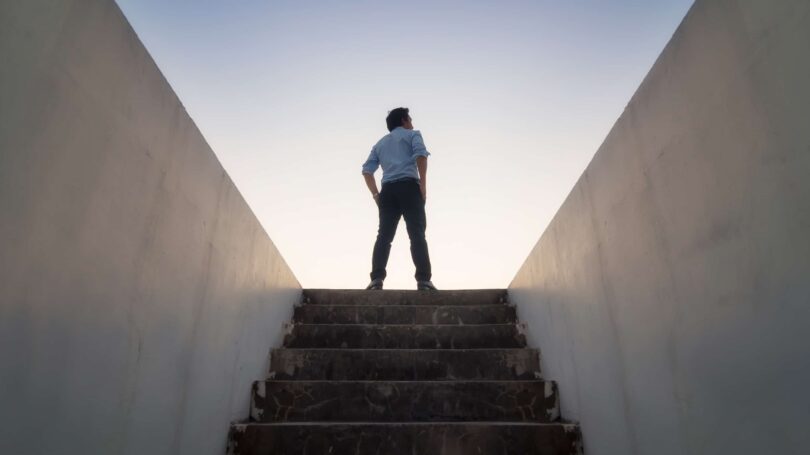 Steps Stairs To Success Man Climbing Career Goals Job