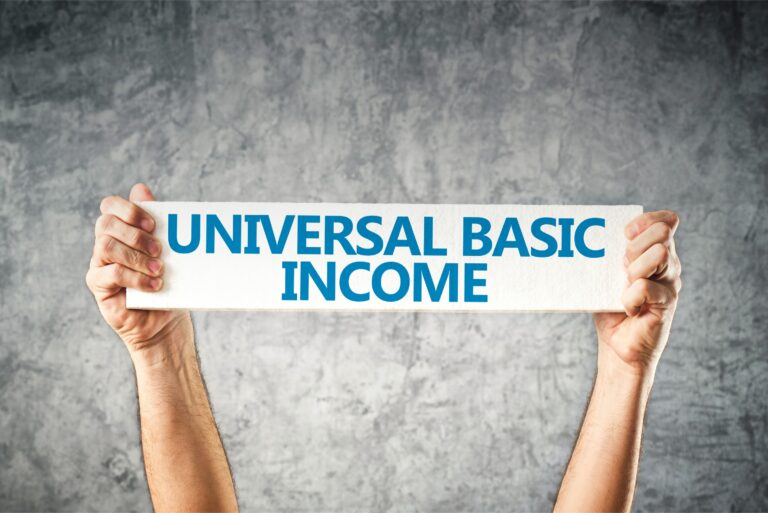 Universal Basic Income Banner Sign Hands