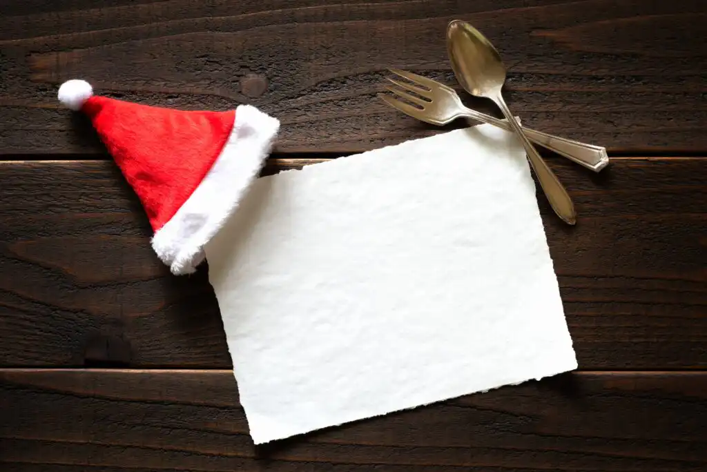 Holiday Christmas Paper Card Dinner Spoon Fork Utensils Potluck