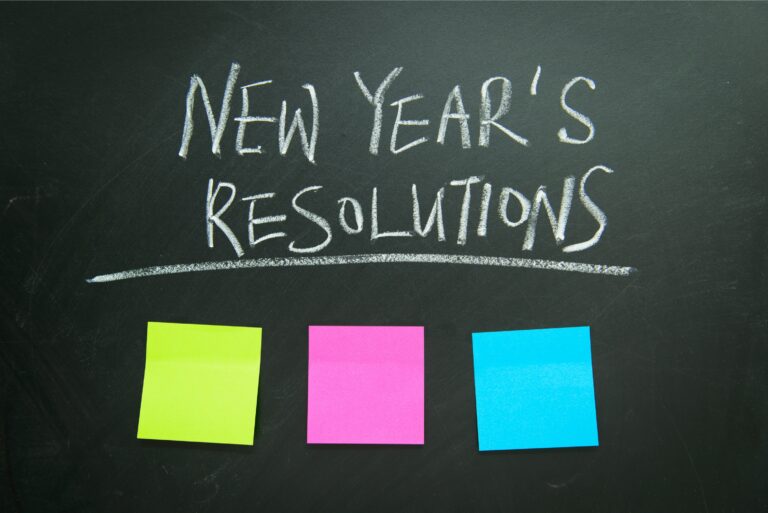 New Years Resolutions Post Its Chalkboard