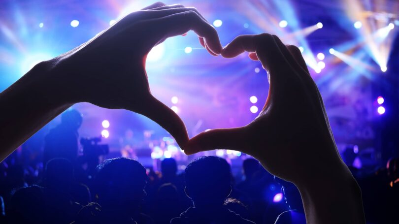 Concert Heart Sign Using Hands Music Lights