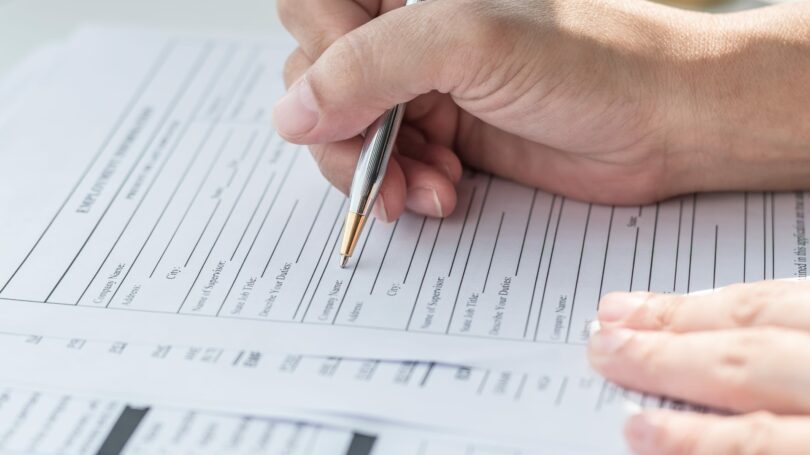 Filling Application Form Document Pen