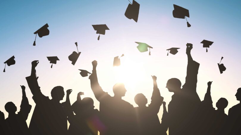 Graduation Graduates Celebrating Throwing Cap