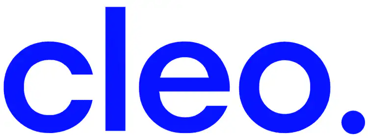 The word cleo. in bold, lowercase blue letters with a period at the end, displayed on a white background.