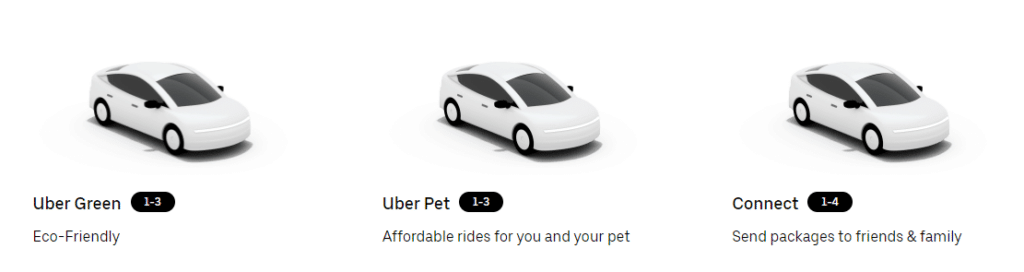 Specialty ride and service options with Uber