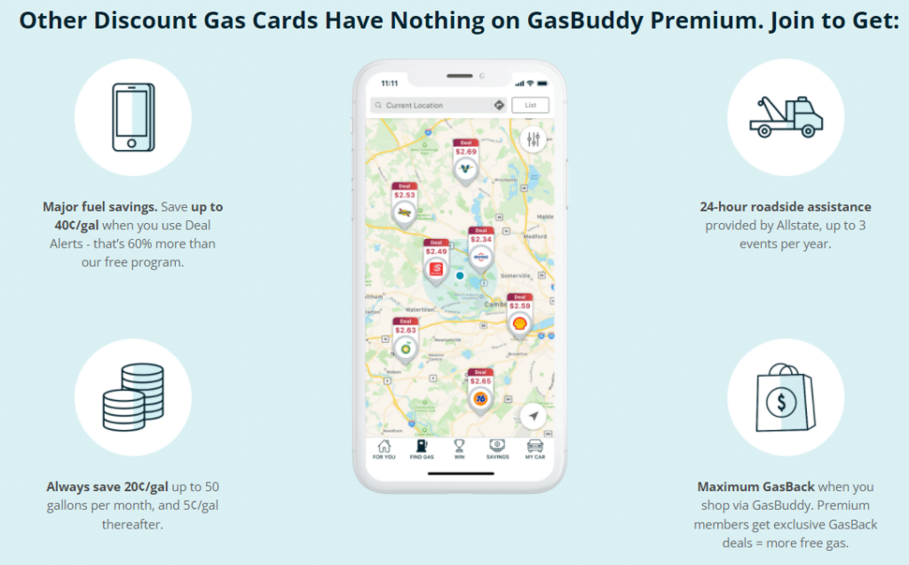 Gasbuddy Premium benefits and map