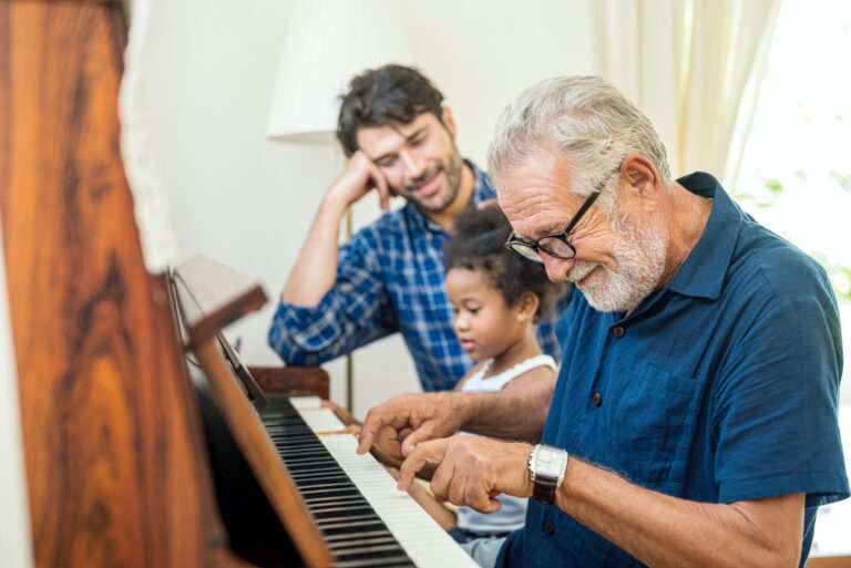 Grandpa Playing Piano With Child