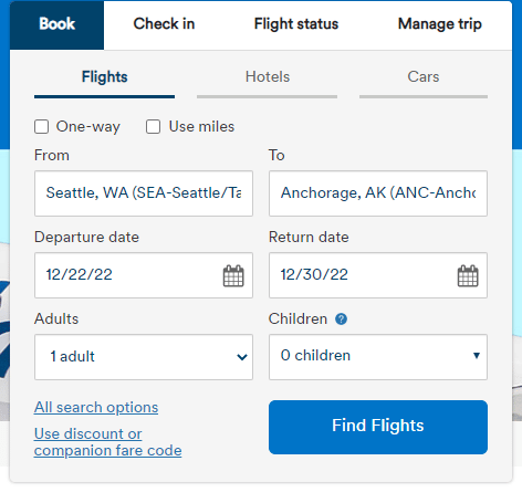 Alaska Airlines Booking Window