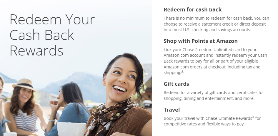 Chase Freedom Unlimited Redeem Cash Back