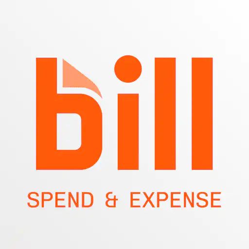 The image shows an orange and white logo with the word bill in lowercase, stylized font. Below it, the text SPEND & EXPENSE is written in uppercase orange letters.