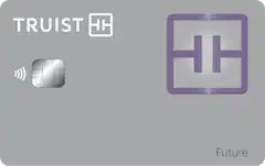 A Truist credit card with a gray background, featuring the Truist logo, a contactless chip, a large double T emblem, and the word Future in the bottom right corner.