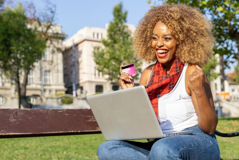 Woman Excited About Bank Offer