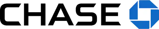 Chase logo with bold black letters spelling CHASE next to a blue octagonal emblem.