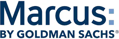 Logo with the word Marcus in large blue letters, followed by a colon, and below it, the text BY GOLDMAN SACHS in smaller capital letters.