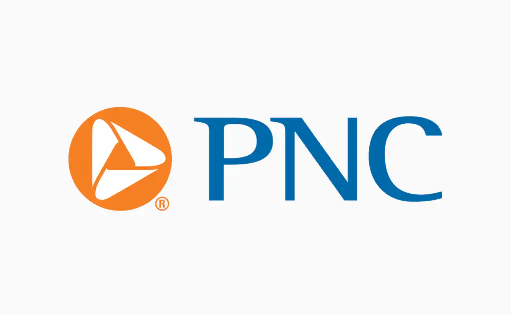 The PNC logo featuring an orange circle with a white triangular design inside, next to the blue letters PNC on a white background.