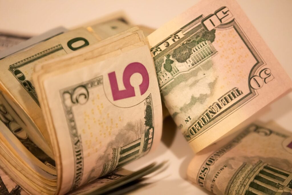 Wad Various Denominations Us Paper Bills