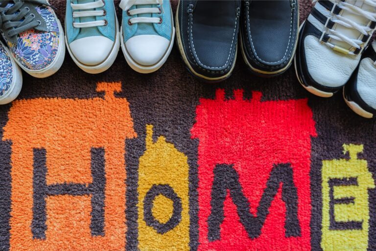 Welcome Home Door Mat Shoes Sneakers Family House