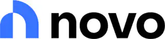 Novo logo featuring a blue stylized n icon to the left of the word novo in bold black lowercase letters on a white background.