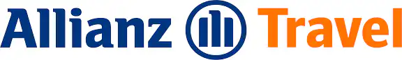 Allianz Travel logo with Allianz in blue, Travel in orange, and a blue circular symbol featuring three vertical bars between the words.
