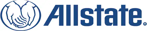 Allstate logo featuring two hands forming a protective shape inside a circle, next to the word Allstate in bold blue letters.