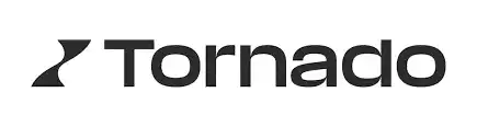 The image shows the word Tornado in black bold letters with a stylized, abstract tornado logo to the left of the text.