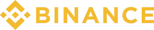 The Binance logo featuring a yellow geometric design on the left and the word BINANCE in bold yellow capital letters on a white background.