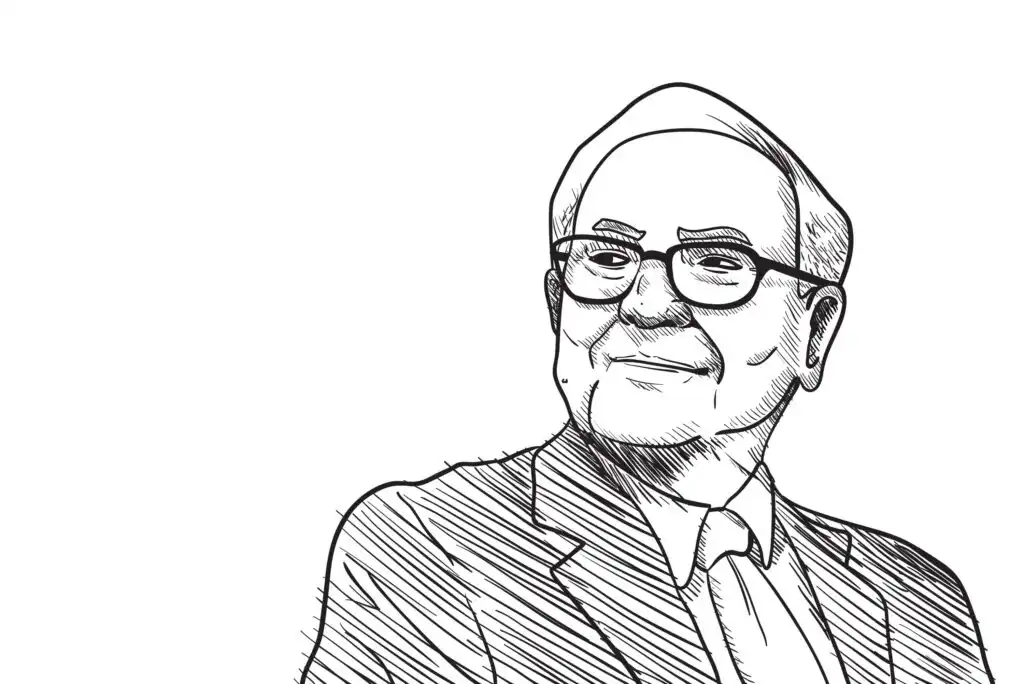 A black and white sketch of an older man in a suit and tie, wearing glasses and smiling slightly, looking off to the side against a plain white background.